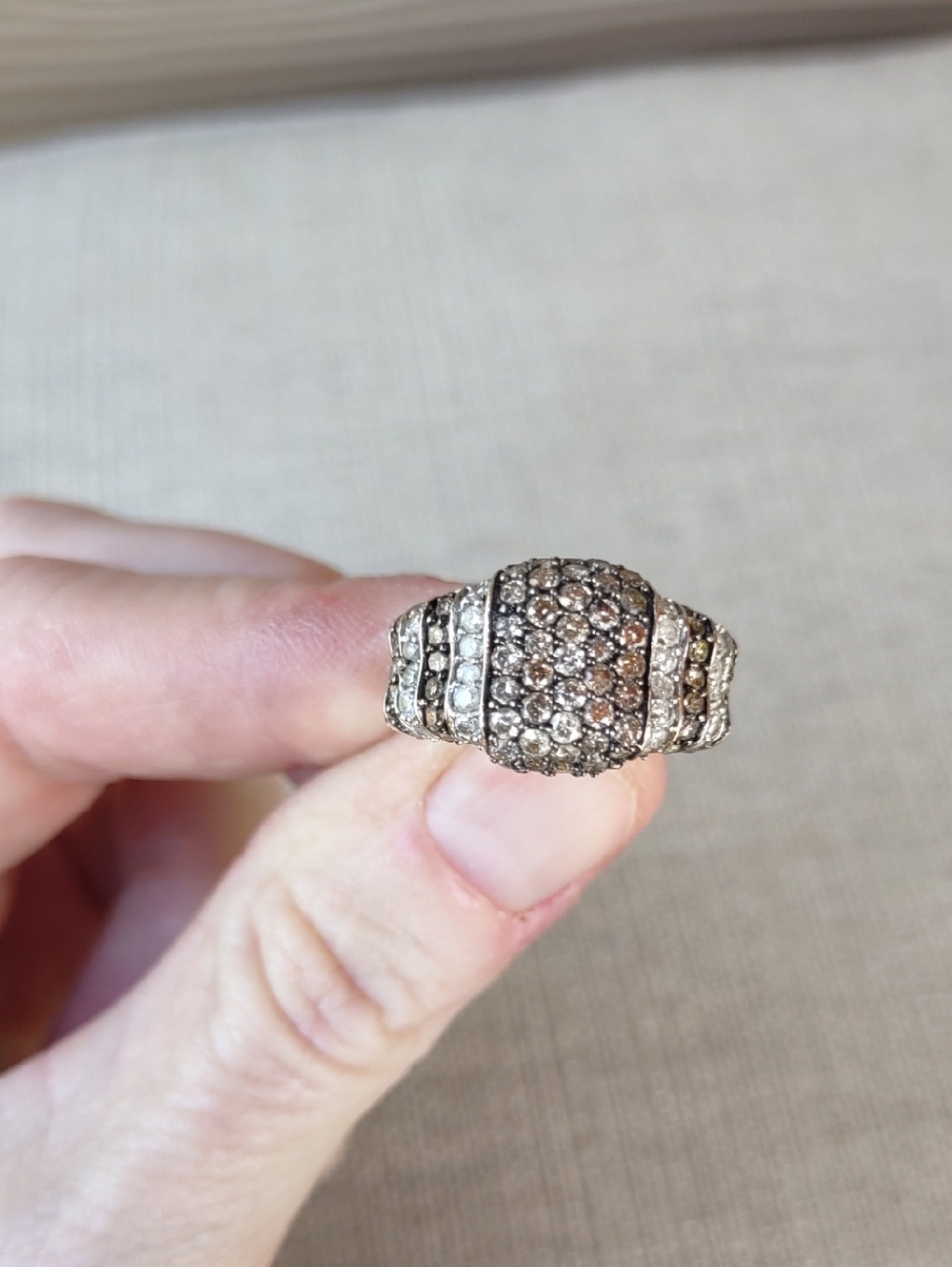Chocolate And Natural Diamond Channel Ring 10kt Yellow Gold Celtic Knot